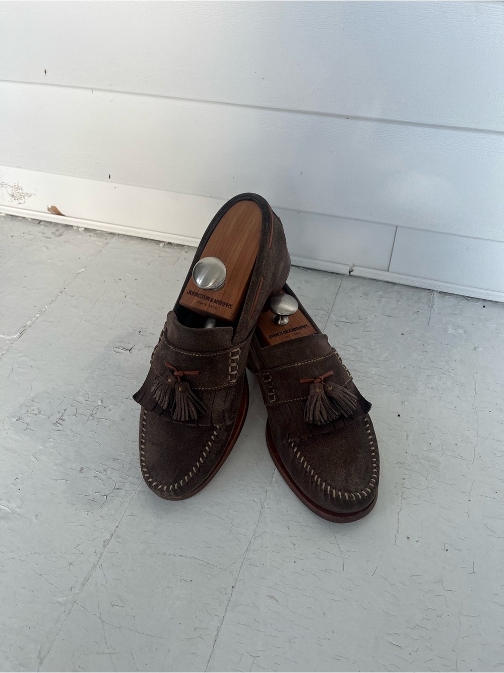 Johnston & Murphy Dark Brown Suede Tassel Loafers